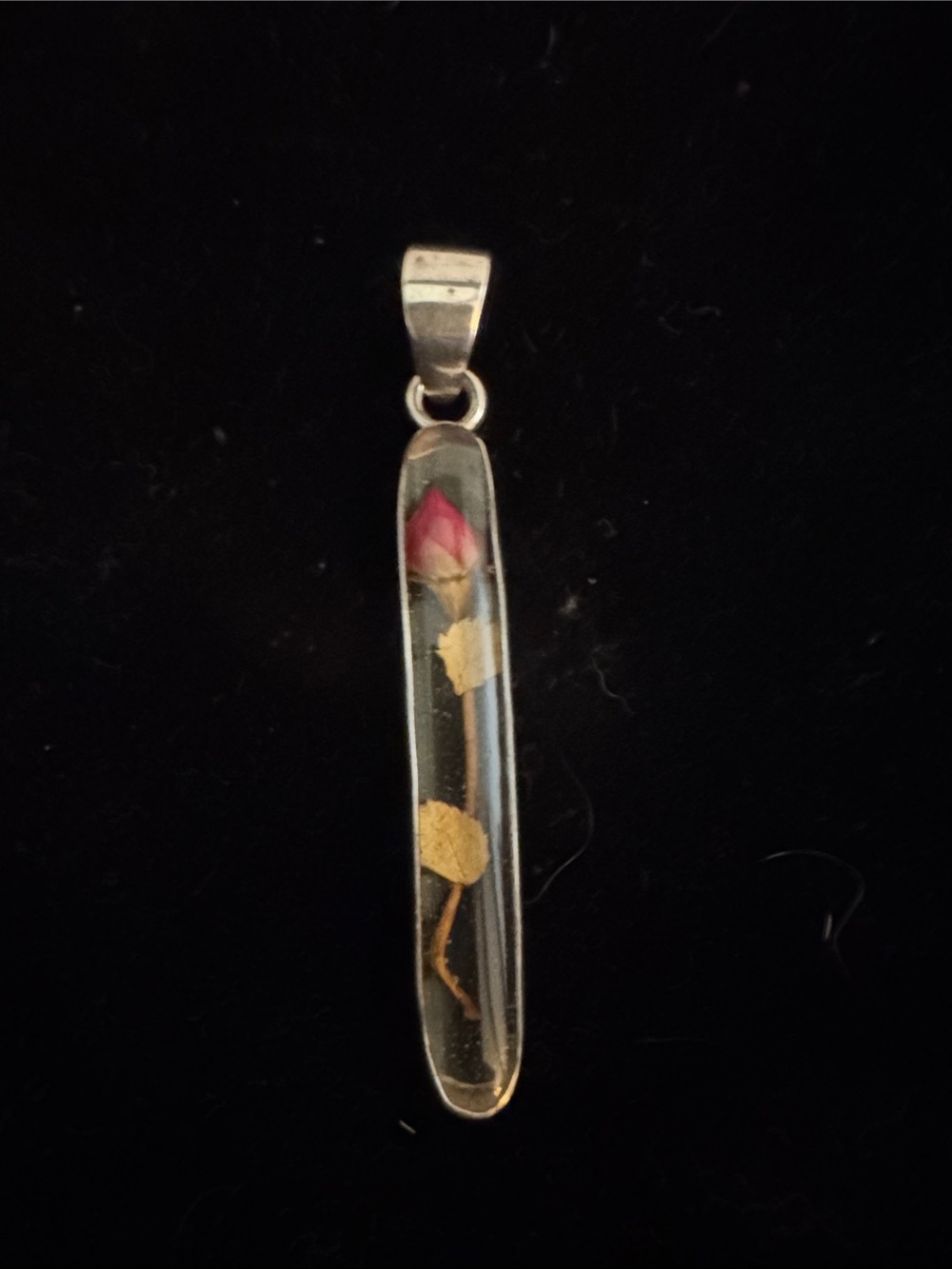 Charles Albert Pink Rosebud Encased Sterling Pendant